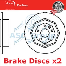 2x Apec Braking 302mm Solid EO Quality Replacement Brake Discs (Pair) DSK2520