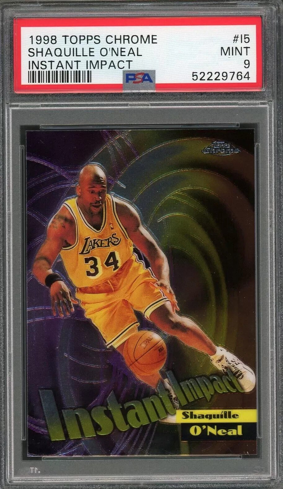 Shaquille O'Neal 1998 Topps Chrome "Instant Impact" #15 - PSA 9 - MINT