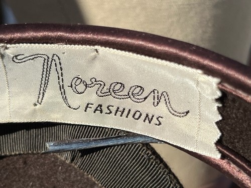 Berretto vintage Noreen Fashions stile Jacques Fath, Parigi anni '40 chic marrone pizzo - Foto 11 di 12