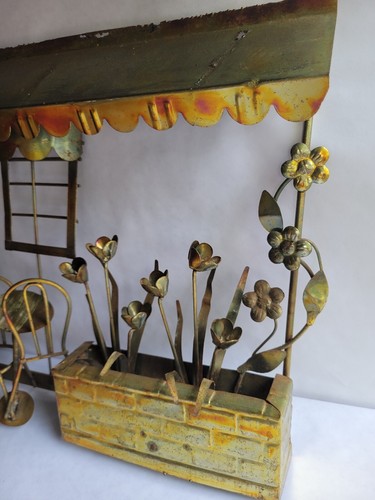 Vintage Copper Brass Metal Eclectic Sculpture Art Deco Cafe Paris Wall Hang MCM - Picture 4 of 13