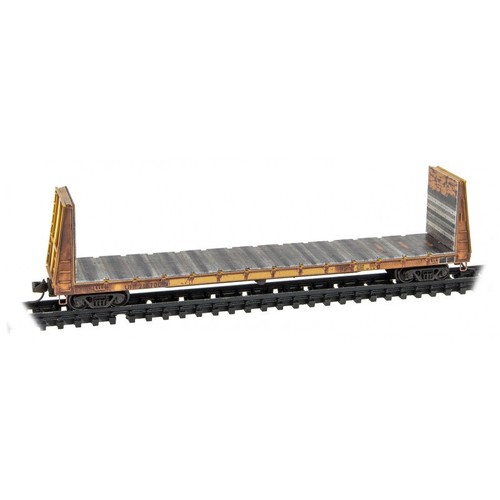 N MICRO TRAINS 983 05 049 UP Union Pacific weathered 61' Bulkhead Flat Cars - Imagen 7 de 7