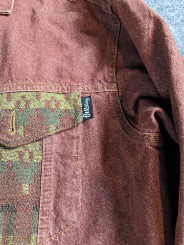 Vintage Billabonic Aztec Denim /Wool Blanket Jacket L Made In USA - Picture 5 of 21