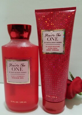 2 PCS GIFT SET BATH & BODY WORKS YOU RE THE ONE 24 HR MOISTURE BODY CREAM + GEL 
