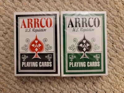 2 Decks Arrco Black/Green Set Playing Cards USPCC 2010 MINT