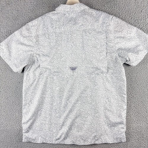 Columbia Shirt Men Large Gray White Print PFG Fishing Vented Outdoor Casual Camp - Picture 9 of 16