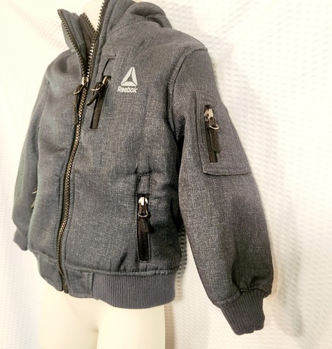 Reebok 2T NICE! Coat, Charcoal Double Zip, Multiple Pockets, Hooded, Thick, EUC - Picture 4 of 20