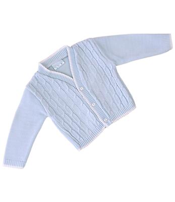 BabyPrem Babykleidung Jungen Trachten Strick Blau Zopfmuster Strickjacke 0-18 m