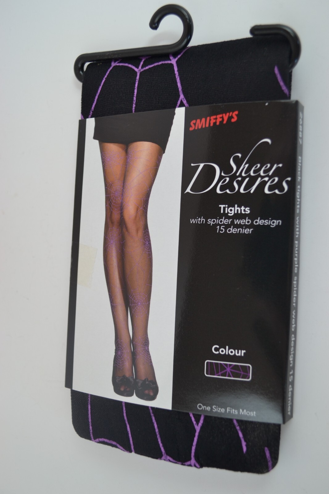 Halloween Black Purple Spider Web Tights Pantyhose Smiffy's Reduced To Clear