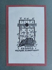 C1980s PRETTY LINOCUT ? BOOKPLATE by ZBIGNIEW JOZWIK POLISH PRINTMAKER