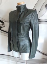 Nwt Matchless Lady G Military Green Real Leather Biker Jacket Coat 10 Long Tall
