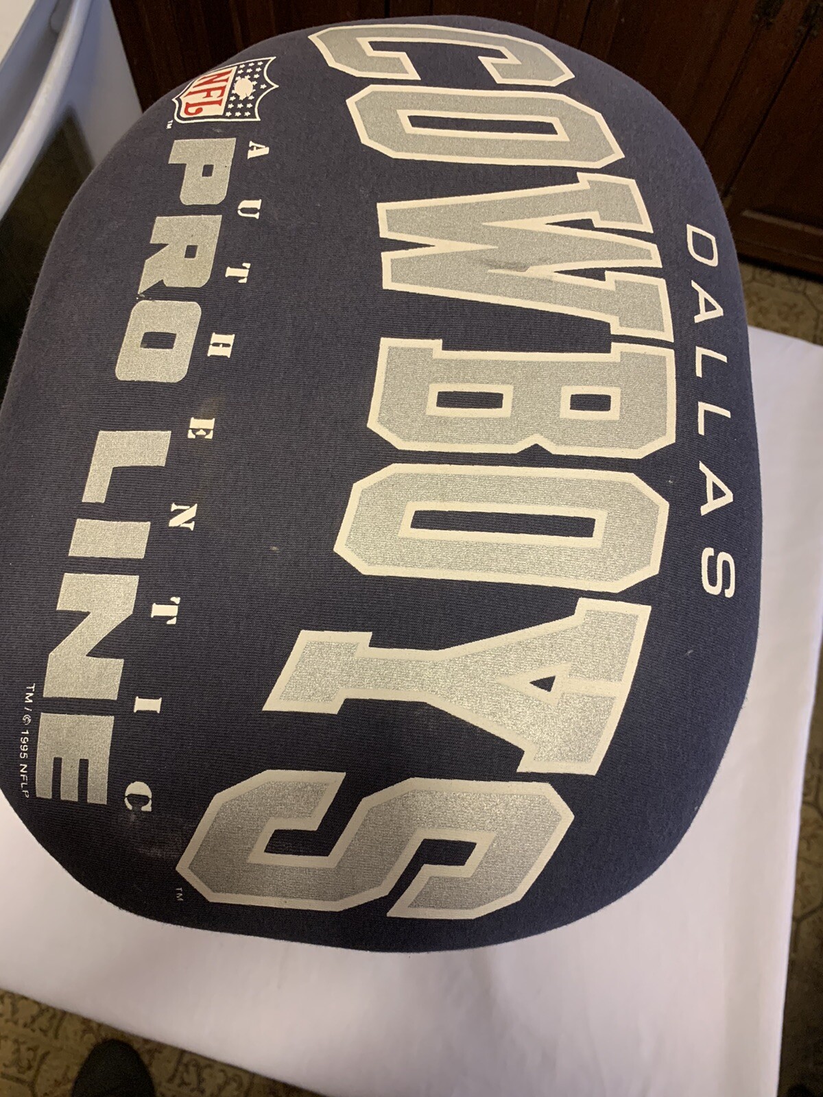 VINTAGE NFL PRO LINE DALLAS COWBOYS FOOT STOOL WITH SPIKES CLEATS SOCKS