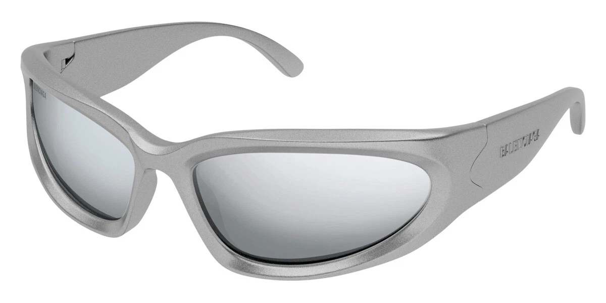 Balenciaga BB0157S Sunglasses Silver Silver Mirrored 65mm New 100 