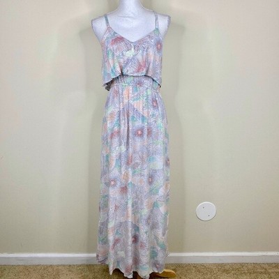 tropical floral print maxi dress