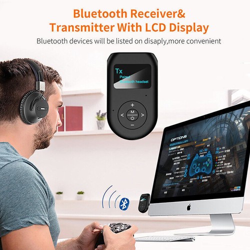 LCD Display Bluetooth 5.0 Audio Receiver Transmitter 3.5mm AUX Adapter Handsfree - Afbeelding 5 van 7