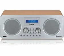 LOGIK L75DAB20 PORTABLE DAB+ FM BLUETOOTH 5.0 RADIO SILVER & WOOD USB CHARGING