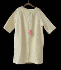 Vintage 60's Kingly Yellow Dead Stock Quilted Short Robe Green Lace Trim M/L