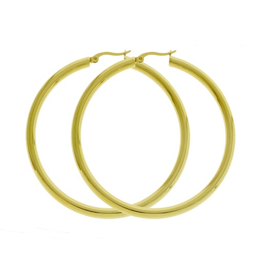 Women 4mm 14K Gold Filled Large Round BIG THICK Hoop Earrings Click Top 40-80mm - Picture 20 of 30