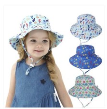 Baby Floral Print Lovely Bucket Hat 1-2years ,,Leisure,Small Fresh white Unisex