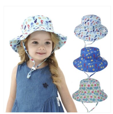 Baby Floral Print Lovely Bucket Hat 0-1years ,,Leisure,Small Fresh white (Unisex