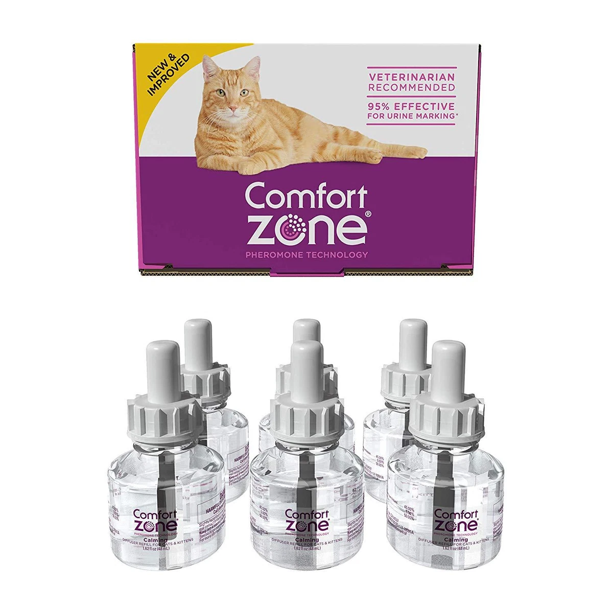 6 PACK Comfort Zone Feliway 48 ml REFILL for Diffuser Cat Behavior