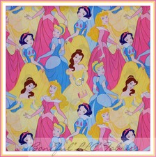 BonEful Fabric FQ Cotton Quilt Disney PRINCESS Girl Cinderella Belle Snow White