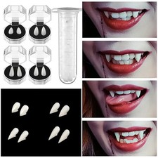 1 Pair Halloween Vampire Teeth Fangs Resin False Teeth with Adhesive Glue