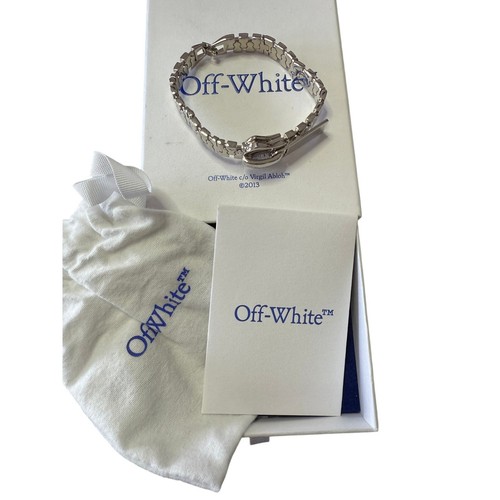 OFF-WHITE Silver Zipper Logo Engraved Curb Link Bracelet*NEW*Dustbag*BOX*8 1/2" - Picture 6 of 6