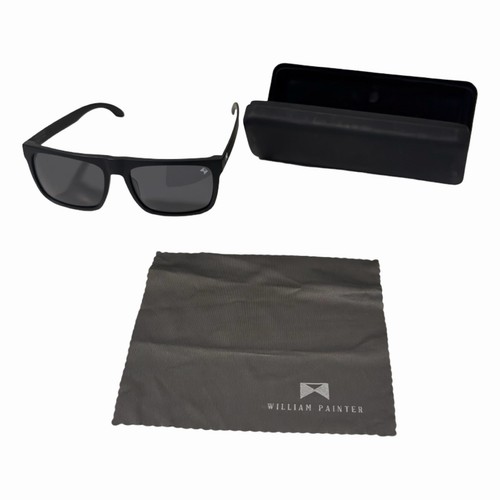 William Painter The Level Titanium Polarized Square Sunglasses Black Lens UV400