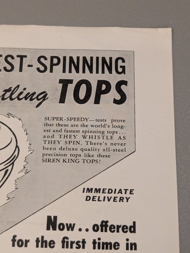 Anuncio impreso Siren King Spinning Top - Revista Playthings 1947 - Juguete Chicago años 40 - Imagen 8 de 15