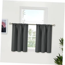  Small Blackout Curtains 36 Inch Length for 34"W x 36"L (Pack of 2) Dark Grey