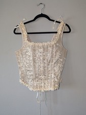 No Brand Cream Jacquard Lace Front Back Corset Size Large L