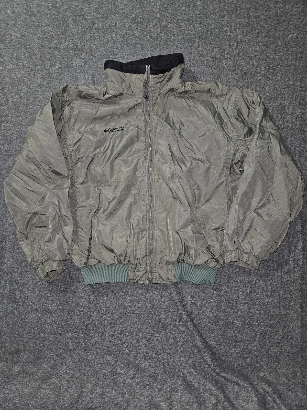 Vintage Columbia Jacket Mens Medium Green Bomber Fleece Lined 90s WM5001