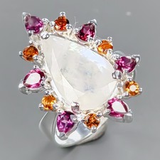Gift jewelry Natural Moonstone Ring 925 Sterling Silver Size 7 /R437011