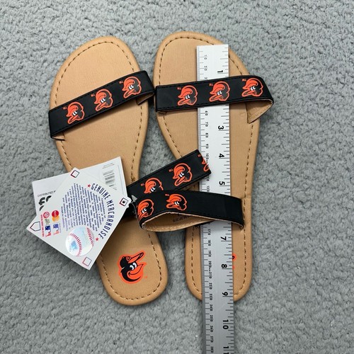 NWT FOCO PINC1118-00001 MLB Baltimore Orioles Womens Medium Sz 7-8 Black Sandals - Picture 9 of 11