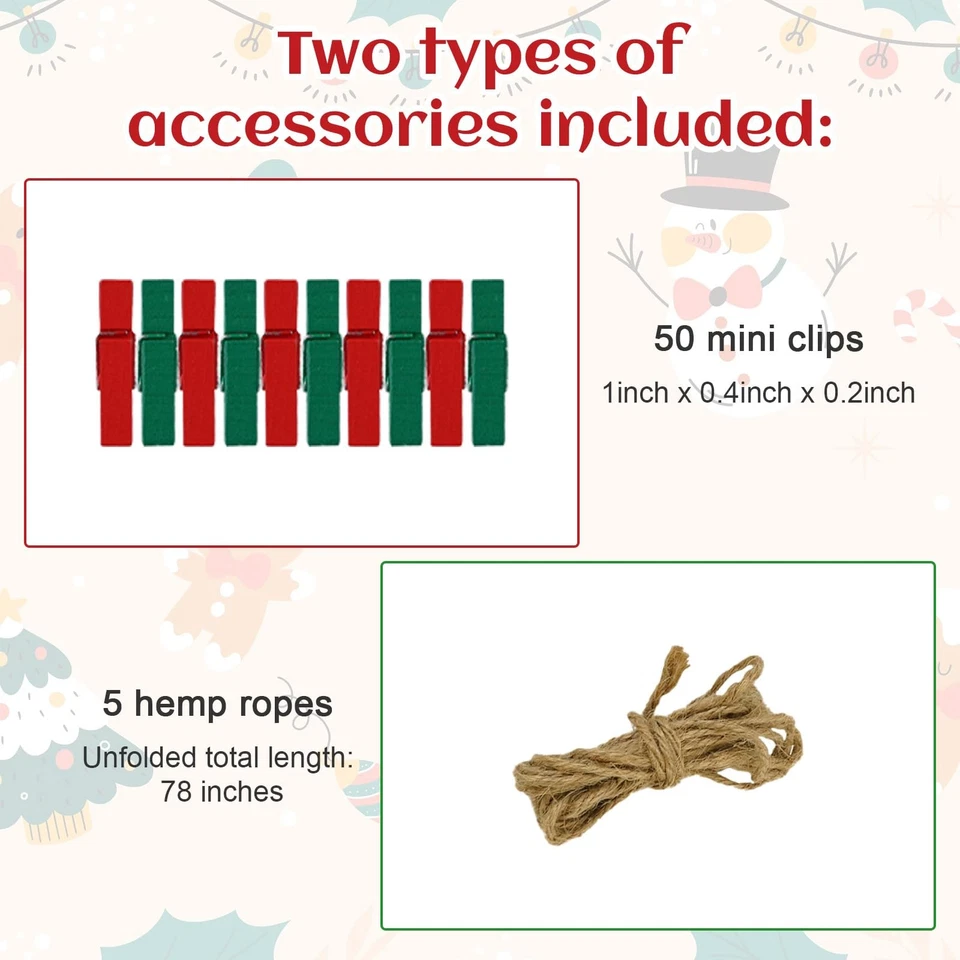 50Pack Christmas Picture Frames 4x6 Inserts,Red and Green Frame with Wood Cli... - Image 3 of 4