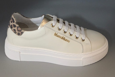Marco Moreo women's sneakers shoes Britney model white leopard