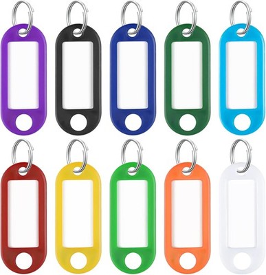 2 Inch Tough Plastic Key Tags in 10 Assorted Colors Item