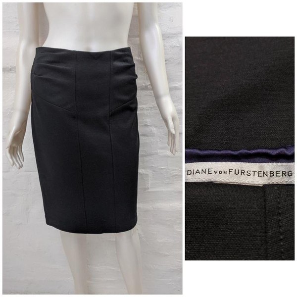 Women Diane von Furstenberg Skirt Black Wool 34 /