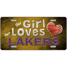 This Girl LOVES HER LAKERS Basketball Metal License Plate Sign ~ BUY 2 GET 1 FRE