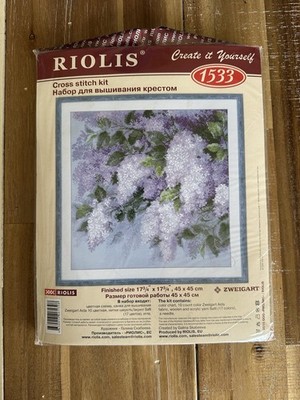 RIOLIS 1533  Lilacs After Rain  Counted Cross Stitch Kit 45x45 cm Zweigart Aida