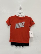 Nike Dri-FIT Boys 2-Piece Athletic Shorts Set Size 4 Red Black Activewear NWT