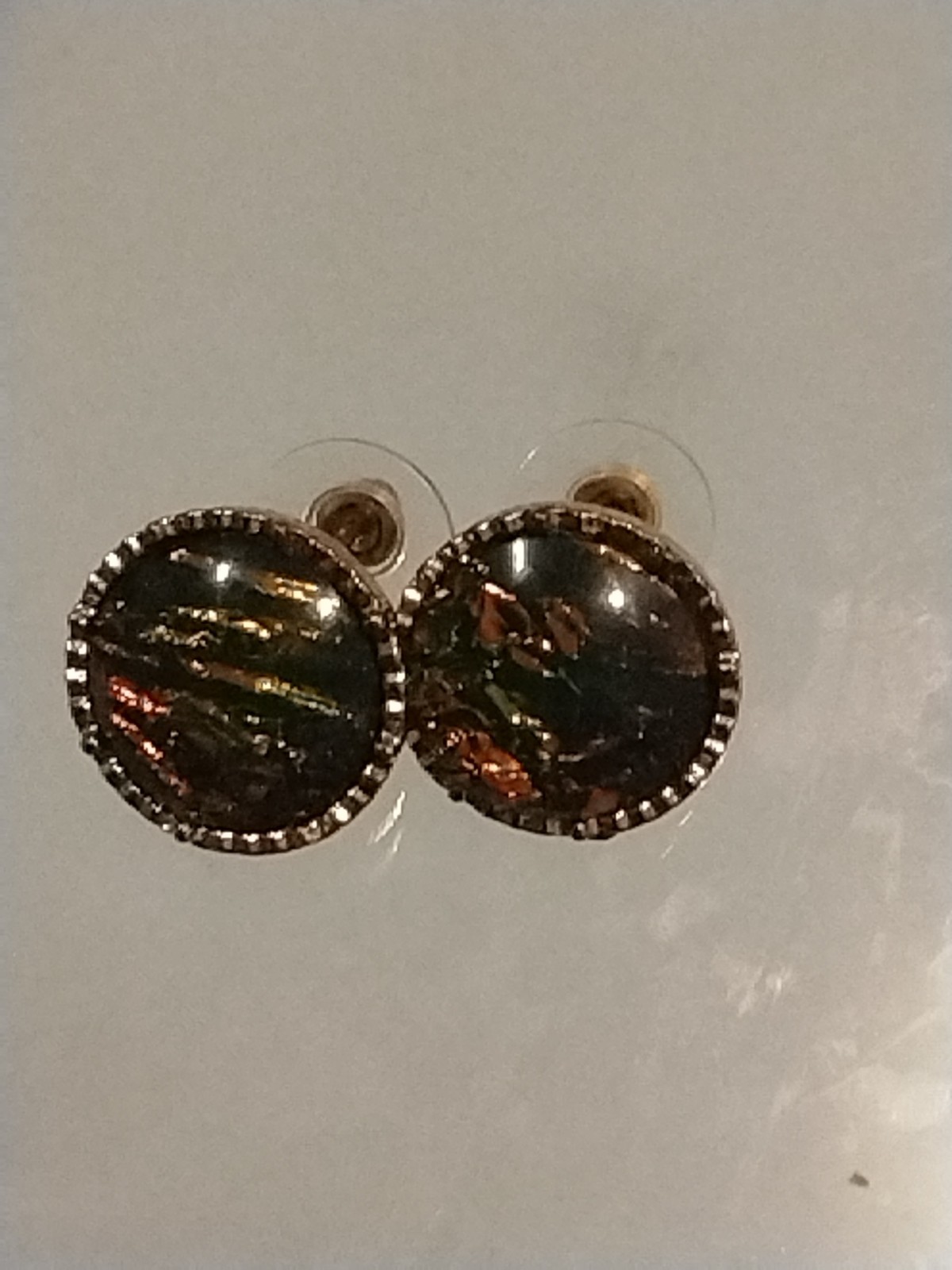 Green Gold Chunky Sparkle Post Back Statement Earrings