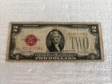 1928 Two Dollar Bill Red Seal Series G $2 US Legal Tender Paper Currency