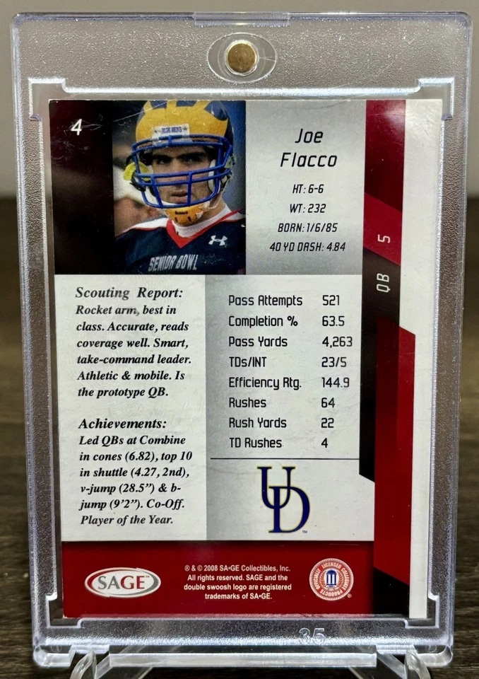 Joe Flacco Rookie Auto 2008 Sage Garantizado Auténtico Deslizamiento Casi Nuevo/Como Nuevo!! 🔥🔥🔥 Foto 2 de 4