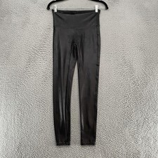 Spanx Faux Leather Leggings Womens Medium Black High Rise Shaping Pull On Ankle
