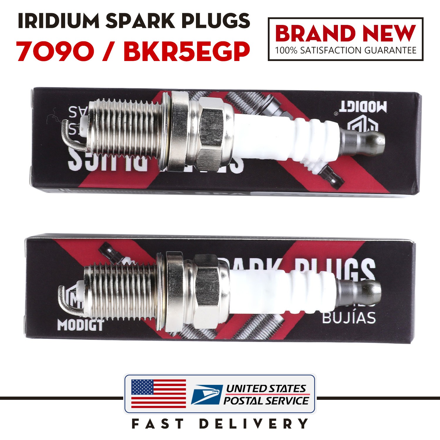 For NGK 7090 Performance Iridium Spark Plugs BKR5EGP - Set of 4 OEM Quality
