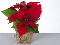 KüNstlicher Weihnachtsstern Christstern Poinsettie Kunstblume Dekopflanze Rot
