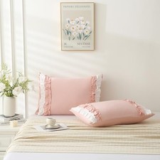  Taie d'oreiller rose Queen taille 2 pack, blanc 30" x 20" (paquet de 2) rose blanc