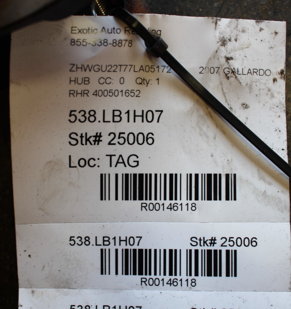Lamborghini Gallardo, LP550, 560, Rear Hub, Used, P/N 400501652, 4E0407625F