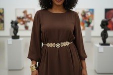 Women Gold Metal Arrowhead Waistband Night Club Belt Lion Head Coin Charm M L XL